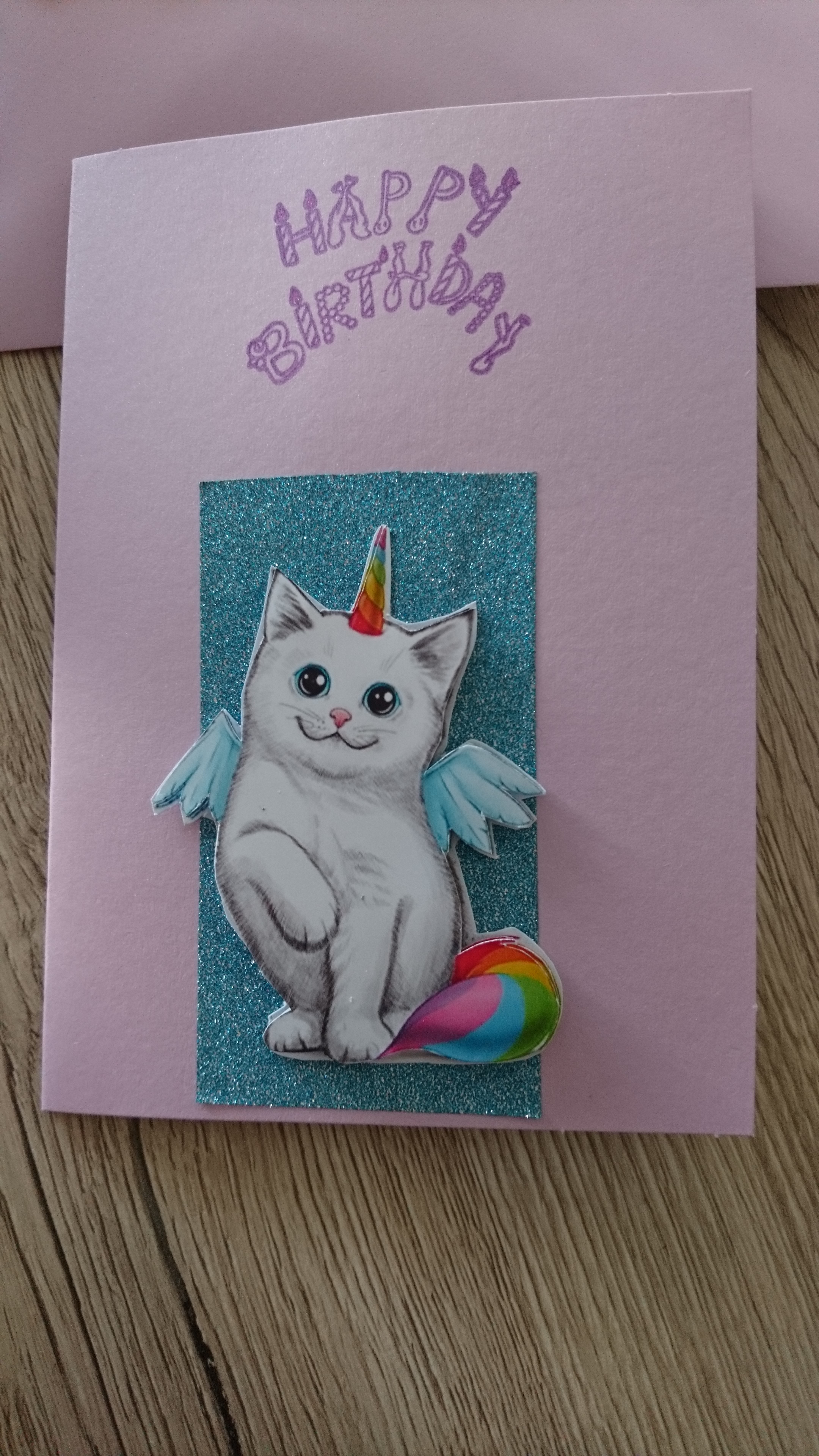 Karte mit Einhorn Katze