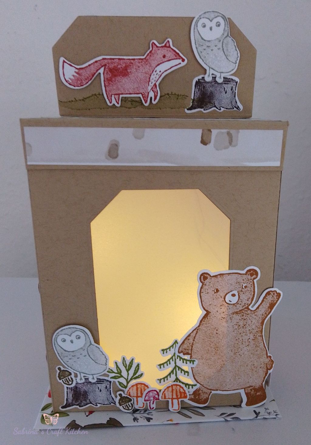 Windlicht mit Waldfreunden